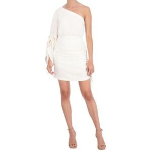 white one shoulder asymmetric lace up bodycon dress Blanc | Dresses | Oneshoulder US Child Size:9Months Fit Model is 59 pattern_Embroidery Tina Holly Couture TW030